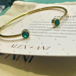Alex and Ani Emerald Flex Cuff Gold Bracelet Brand New NWT